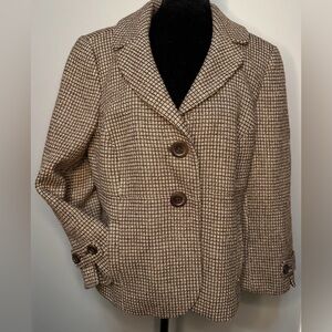 Ann Taylor Beige Tweed Blazer with Brown Buttons